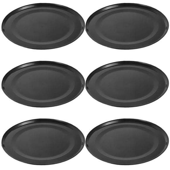 WASHWEPE 6Pcs Black Plastic Pots Plate Flower Pot Saucer Stable Support Indoor Planting