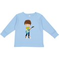 thumbnail image 3 of Inktastic Rock Boy, Brown Hair, Guitar Player, Band, Music Boys Long Sleeve Toddler T-Shirt, 3 of 5