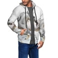 thumbnail image 2 of Uemuo Running White Horses for Men's Fashion Full-zip Hoodies & Sweatshirts with Kangaroo Pocket, Zip-up Hooded Sweatshirt, Moisture Wicking & Breathable-XX-Large, 2 of 5