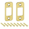 thumbnail image 1 of Uxcell 2Pack Door Strike Plate, 57mm x 25.5mm Stainless Steel Latch Deadbolt Replacement Lock Strike Plates, Gold, 1 of 6