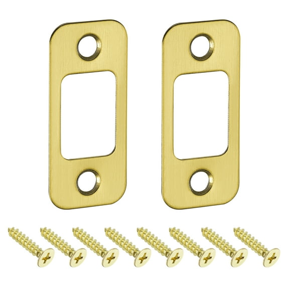 Uxcell 2Pack Door Strike Plate, 57mm x 25.5mm Stainless Steel Latch Deadbolt Replacement Lock Strike Plates, Gold