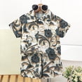 thumbnail image 2 of Nwiuh Boy Shorts Sets Hawaiian Outfit Kid Floral Short Sleeve Shirt Top+shorts Suits(Beige, 9-10 Years), 2 of 7