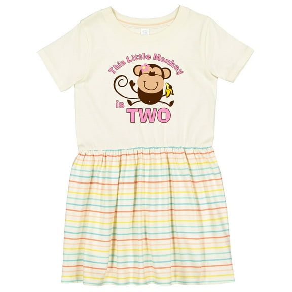 Inktastic Little Monkey Girl 2nd Birthday Girls Toddler Dress