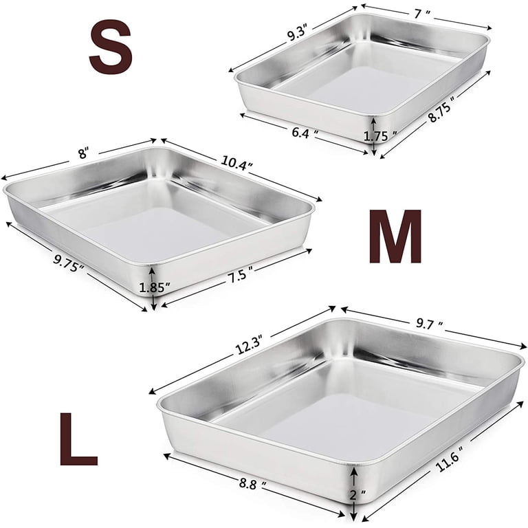 Walchoice 3-Piece Rectangle Stainless Steel Baking Pan Set photo 5