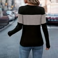 thumbnail image 4 of QASIEATN Sweaters for Graceful Ladies Fashion, Autumn Tops Lightweight Casual Pullover Sweater V Neck Long Sleeved V Neck Patchwork Color Blocked Long Sleeved Sweater, Womens Fall Tops, 4 of 8