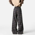 thumbnail image 5 of Mqqzkk Men's Plaid Pants Oversized ightweight Sweatpants Open Bottom Straight Leg Gym Sweatpants Pants with Pockets, 5 of 5