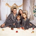 thumbnail image 4 of Dwellite 2026 Family Satin Christmas Pajamas Sets Stripe Silk Xmas Pjs Matching Sets Soft Sleepwear for Mens Womens Adults Grey 9 Months, 4 of 7