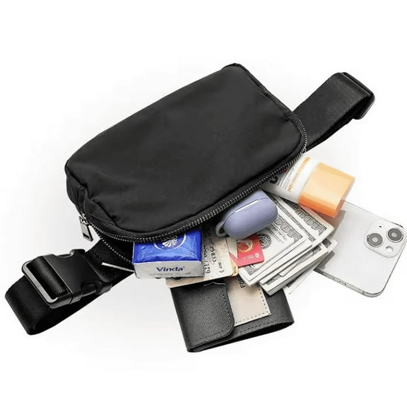 SR Felt Bag, Crossbody Bag Fanny Pack for Unisex Fashionable, Waterproof Hip Waist Bag, Fashion Travel Chest Bag, Black