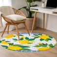 thumbnail image 4 of Summer Yellow Lemon Round Area Rug 3.3Ft Washable Circle Rugs for Dining Room Table, Blue Floral Fruits Non-Slip Carpet Floor Mats Indoor Outdoor Carpet Runner Aesthetic Home Decor, 4 of 8