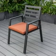 thumbnail image 5 of LeisureMod Chelsea Modern Patio Dining Armchair in Black Aluminum with Removable Cushions for Patio and Backyard Garden Set 2, Orange, 5 of 16