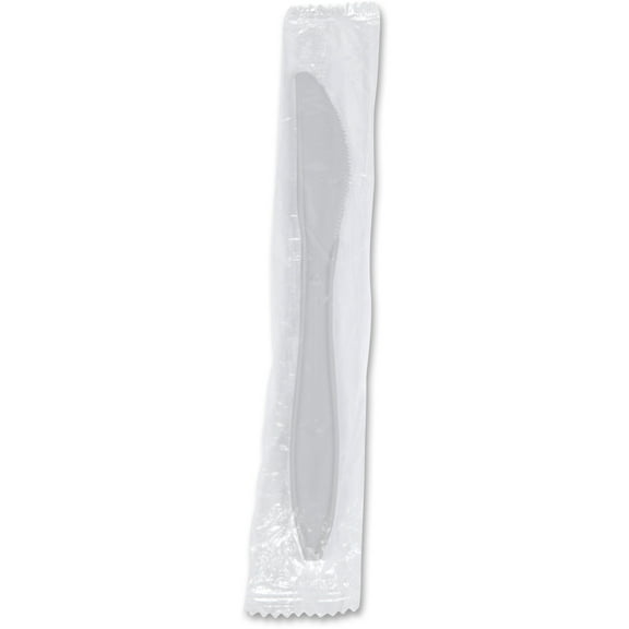 Genuine Joe Individually Wrapped Knife - 1 Piece(s) - 1000/Carton - Knife - 1 x Knife - Disposable - Polypropylene - White | Bundle of 5