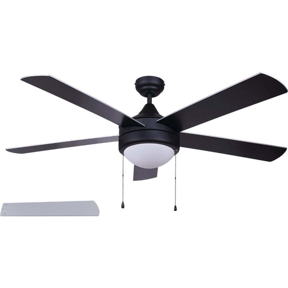 Home Impressions Preston 52 In. Black Ceiling Fan with Light Kit CF52PR35BK-B
