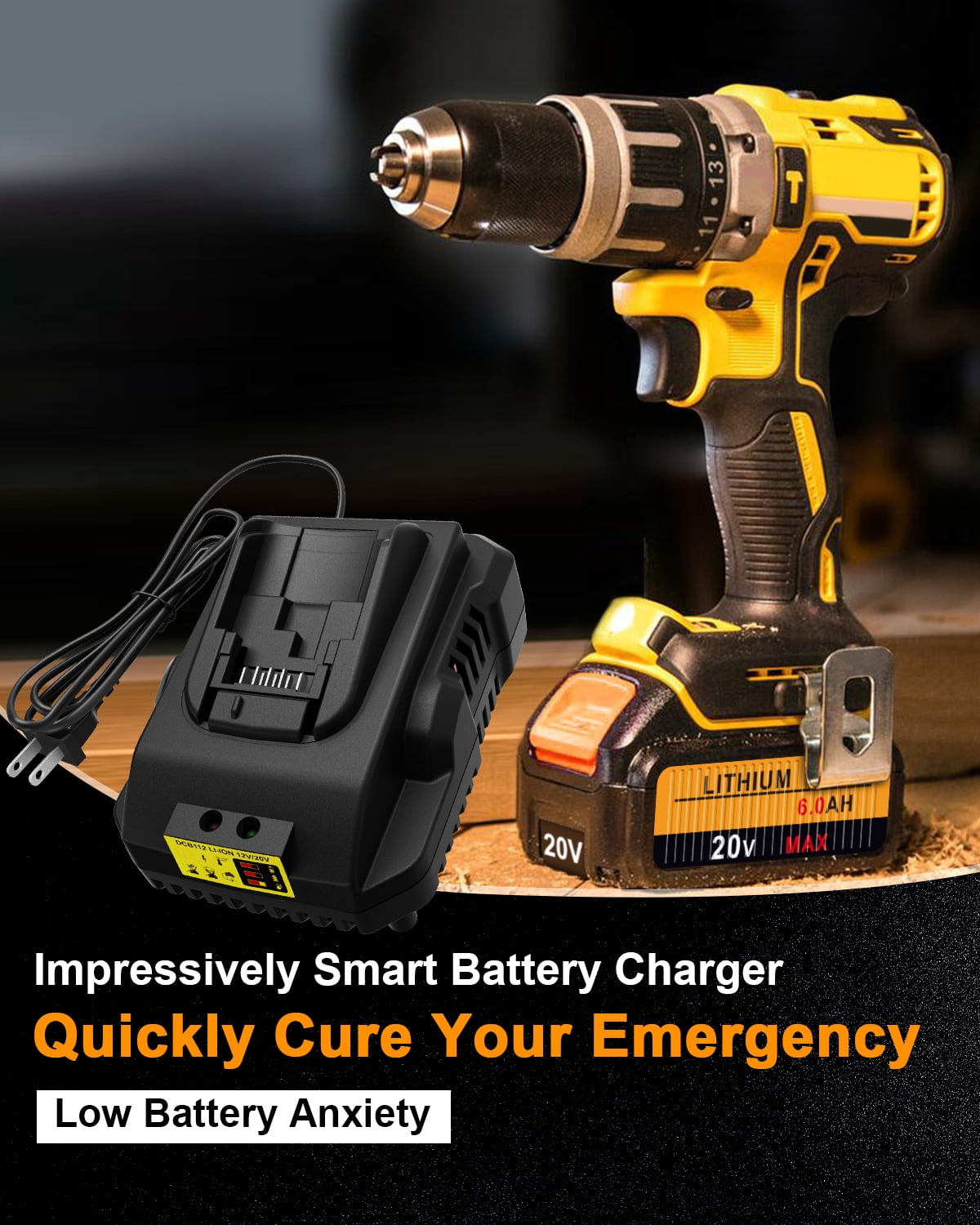 Replacement for DeWalt Battery Charger DCB112 12V 20V Max Lithium-Ion Battery Charger