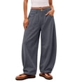 thumbnail image 2 of SwiftWear Barrel Pantss for Women Trendy High Waisted Cotton Wide Leg Baggy Trouser with Pockets, 2 of 8