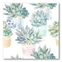 Designart ' Pastel Toned Succulent Housplants in Flowerpots ' Traditional Canvas Wall Art Print