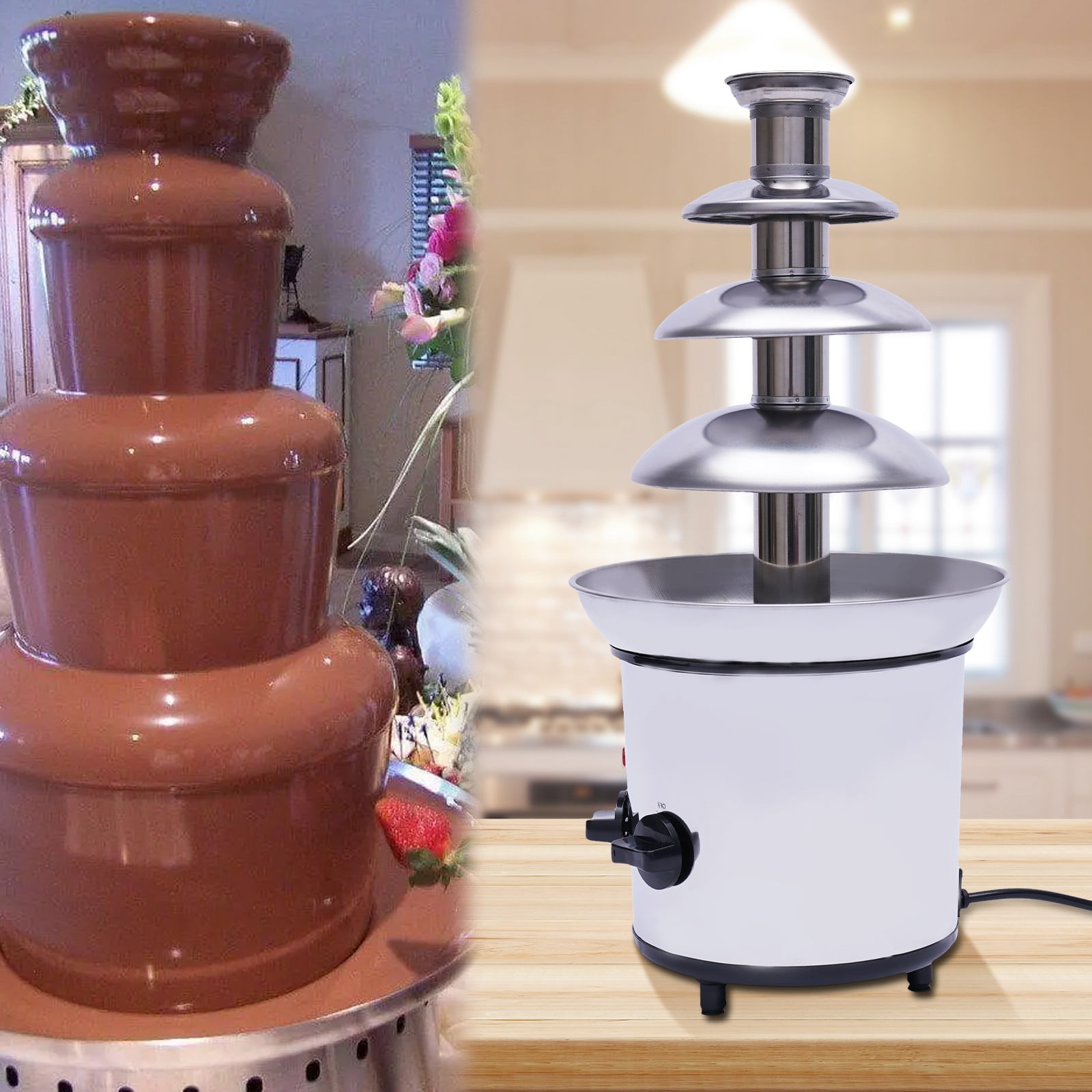 Loyalheartdy 4Tier Chocolate Fondue Fountains 170W Commercial