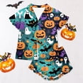 thumbnail image 4 of Halloween Pajama Set for Women Halloween Print Short Sleeve Top and Shorts 2 Piece Separate Casual Sleep Loungewear, 4 of 7