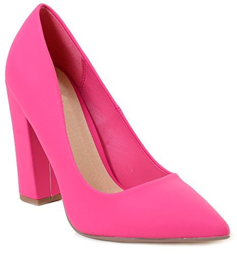 hot pink block heel shoes