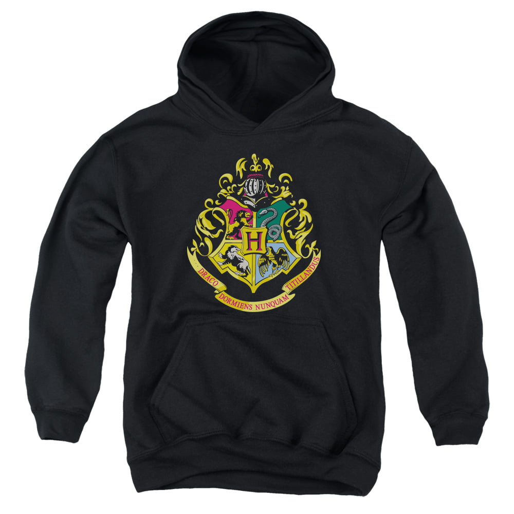 New Mens Harry Potter Hogwarts Crest Logo Pullover Hoodie