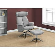 Monarch Specialties Reclining Chair - 2Pcs Set / Grey Swivel -Adjust Headrest