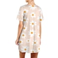 thumbnail image 4 of QAFOPEH Women Daisy Print Short Sleeve Crew Neck Casual Shirt Dress with Pockets, 4 of 4
