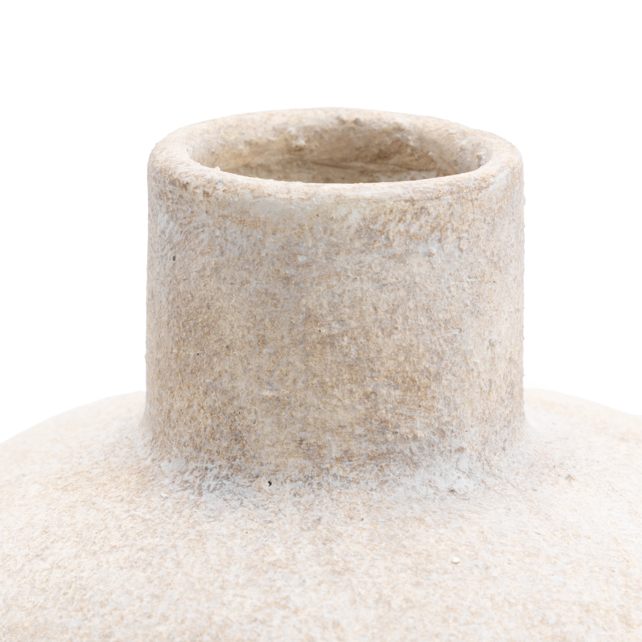 DecMode 13" Wide Washed Cream Ceramic Vase with Brown Accents
