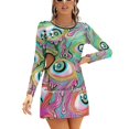 thumbnail image 1 of Eyeball Pattern-Color Alt Square Neck Dress New Plus Size Elegant Women Waist Tight Dress Alternate Colors Colorful Eyeball, 1 of 5