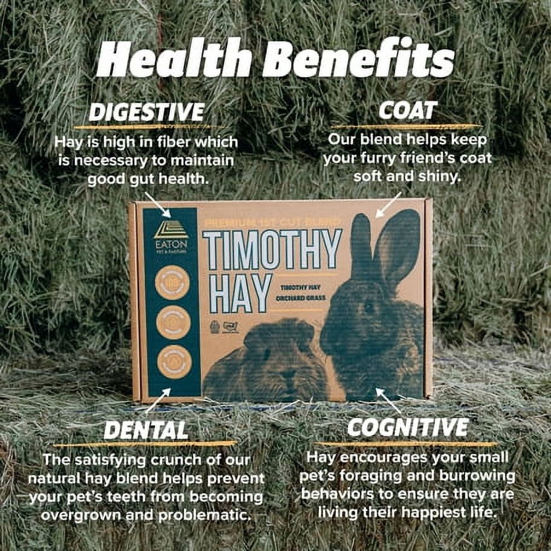 Eaton Pet and Pasture Naturally Grown, Premium, 1st Cut Western Timothy Hay Orchard Blend, Small Pet Food, Sustainable, Eco-Friendly