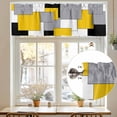thumbnail image 7 of Abstract Art Valances for Windows, 42 x 18in, Patchwork Black and Yellow Rod Pocket Kitchen Valance Curtain Light Filtering Window Treatments for Living Room Bedroom, 1 Panel, 7 of 7