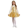 thumbnail image 3 of TiaoBug Costume de Danse Jazz Disco pour Filles Enfants Robe Salopette Métallique Réglable Robe Évasée pour Carnaval Or 14, 3 of 8