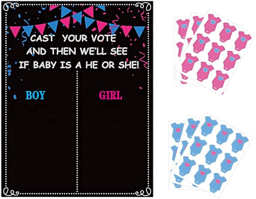 Beistle Gender Reveal Tally Board & Stickers – Team Pink Vs Team Blue Voting Game For Baby Showers