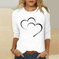 thumbnail image 2 of XuJwPNcy Valentines Shirts for Women Dressy 3/4 Sleeve Crew Neck Hearted Printed Tops Cute Tunic Tops Casual T Shirt, 2 of 5