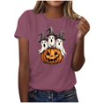 thumbnail image 2 of JOANKDMI Witches Hat Ghost Graphic T-Shirts for Women Cute Halloween Pumpkin Short Sleeve Crewneck Fall Tops Casual Loose Fit Holiday Party Tees Novelty Shirts, 2 of 9