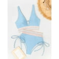 thumbnail image 5 of Women's High Waisted Bikini Sets Two Piece Tummy Control Swimsuit Color Block Bathing Suits, 5 of 7
