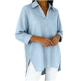 thumbnail image 4 of Luvrsol Dressy Tops for Women Solid Tunic Length Long Sleeve Top Soft Cotton Loose Casual Outfits S-2XL, 4 of 5