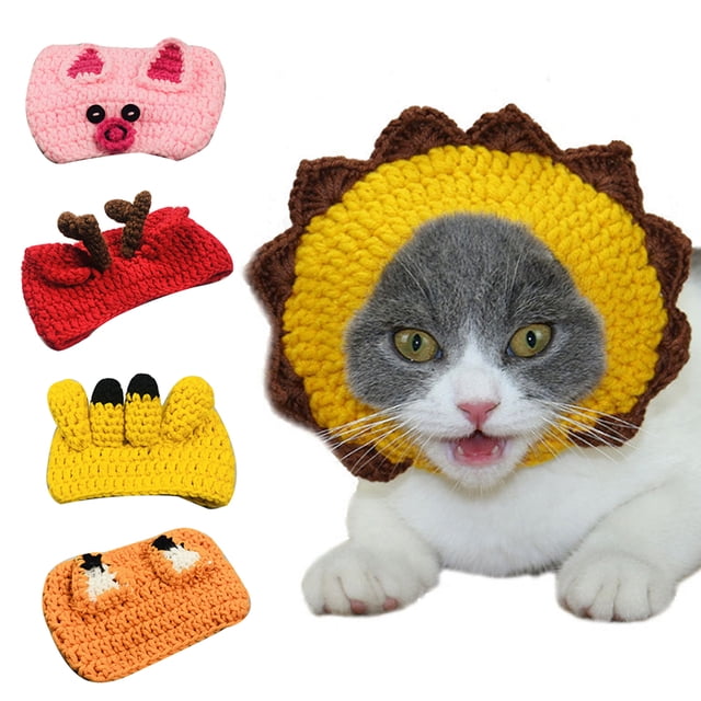 Flmtop Cute Handmade Dog Cat Hat Costume Caps Animal Head Party Decor Pet Accessory Little Lion