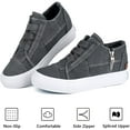 thumbnail image 3 of JENN ARDOR Women's Hidden Wedge Canvas Sneakers Slip on Platform Walking Shoes with Side Zipper, 3 of 6
