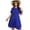 Royal Blue, variant on Women's Plus Size Round Neck Openwork Dress with Sheer Panels and Stretch Knit 95% Polyester 5% Elastane with comfort