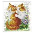 thumbnail image 2 of DIY Stamped Cross Stitch Starter Pre-printed Kissing Cats 14CT 33x34cm, 2 of 10