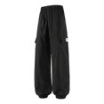 thumbnail image 7 of Men's Camo Cargo Jogger Pants Elastic Waist Drawstring Casual Loose Trousers with Multi Pockets Black S, 7 of 7