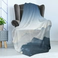 thumbnail image 4 of Mountain Soft Flannel Fleece Blanket, Foggy Scenic Morning in Rock Mountain Region in Northern Hiking Climbing Ice Photo, Cozy Plush for Indoor and Outdoor Use, 50" x 60", Pale Blue, by Ambesonne, 4 of 5
