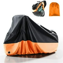 Lilypelle Adult Tricycle Trike Cover with Lock Hole & Storage Bag, 3 Wheeled Bike Cover, Bicycle/Motorcycle Storage Cover, 75"Lx30"Wx44"H，Black & Orange