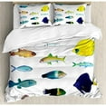 thumbnail image 3 of Maritime Twin Size Duvet Cover Set, Marine Life Creatures with Cardinalfish Clownfish Stingray Exotic Fauna Sea Theme, Decorative 2 Piece Bedding Set with 1 Pillow Sham, Multicolor, by Ambesonne, 3 of 3