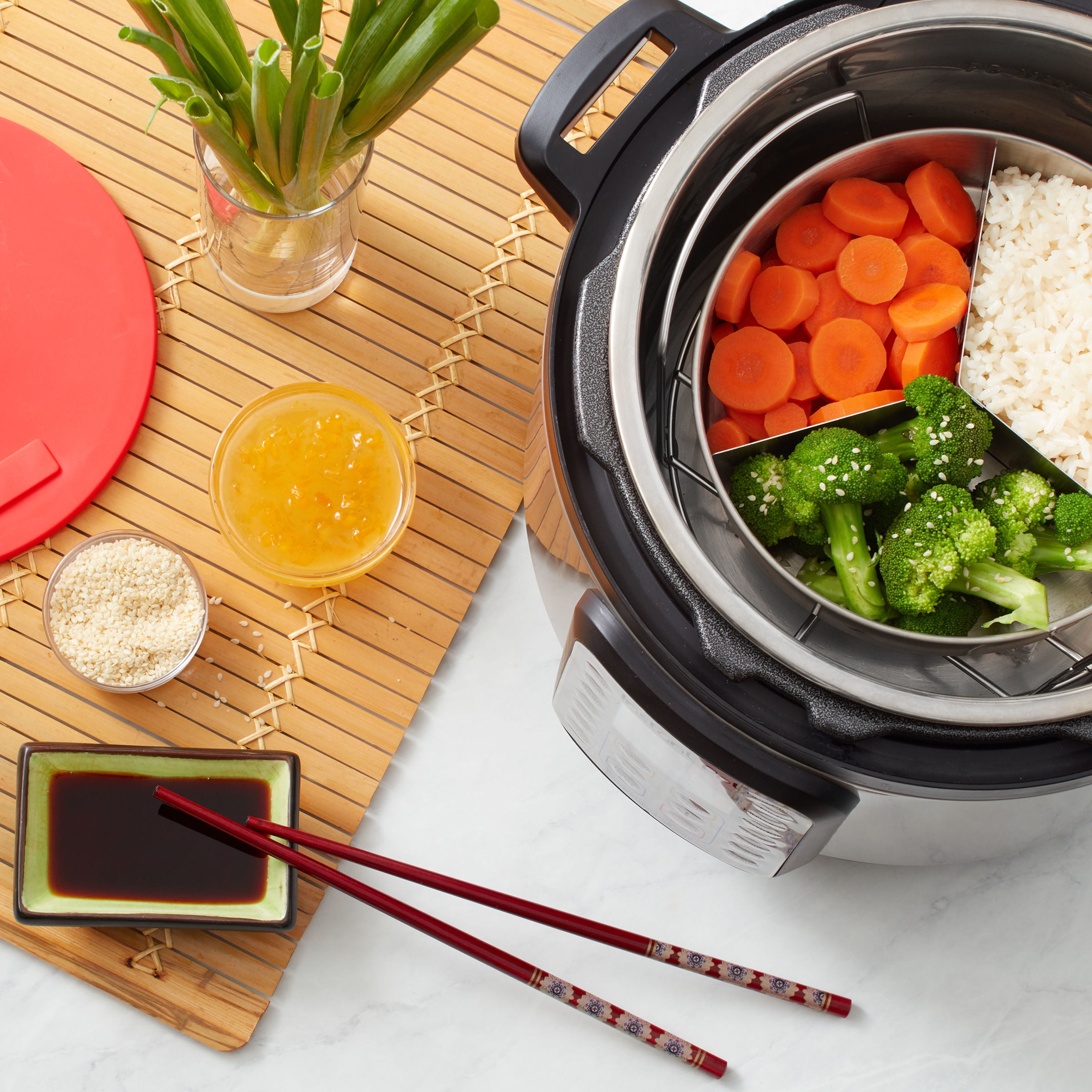 Instant Pot® Stainless Steel Round Pan with Red Lid & Removable