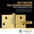 thumbnail image 6 of Embassy 3” x 3” Ball Bearing Door Hinge Heavy Duty Hinges Polished Brass with Ball Tips, 6 of 9
