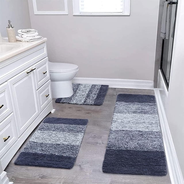 Feltree 3-Piece Plush Bathroom Rug Set, Absorbent Non-Slip Microfiber Bath Mat for Shower and Toilet, Machine Washable