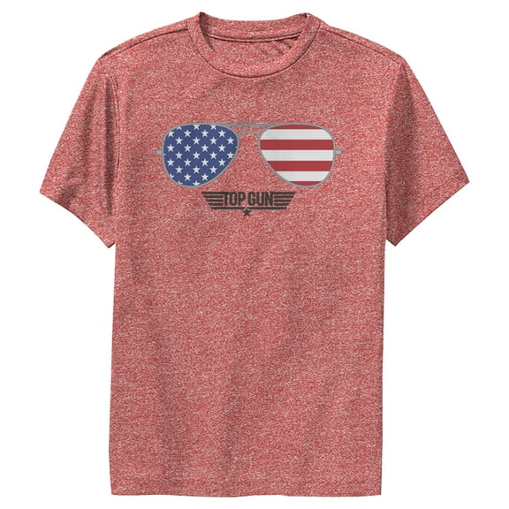 Boy's Top Gun American Flag Aviator Sunglasses Logo Performance Graphic T-Shirt