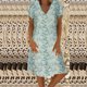 thumbnail image 2 of Vestido suelto de manga corta con cuello en V informal de verano para mujer a la moda Fridja  qw6996, 2 of 8