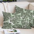 thumbnail image 2 of Sage Green Leaves Throw Pillow Cover 20 x 30 Inch Decorative Pillow Cover Summer Botanical Tropical Leaf Lumbar Pillowcase Seasonal Rectangle Cushion Case for Couch Sofa Bed Living Room, 2 of 9