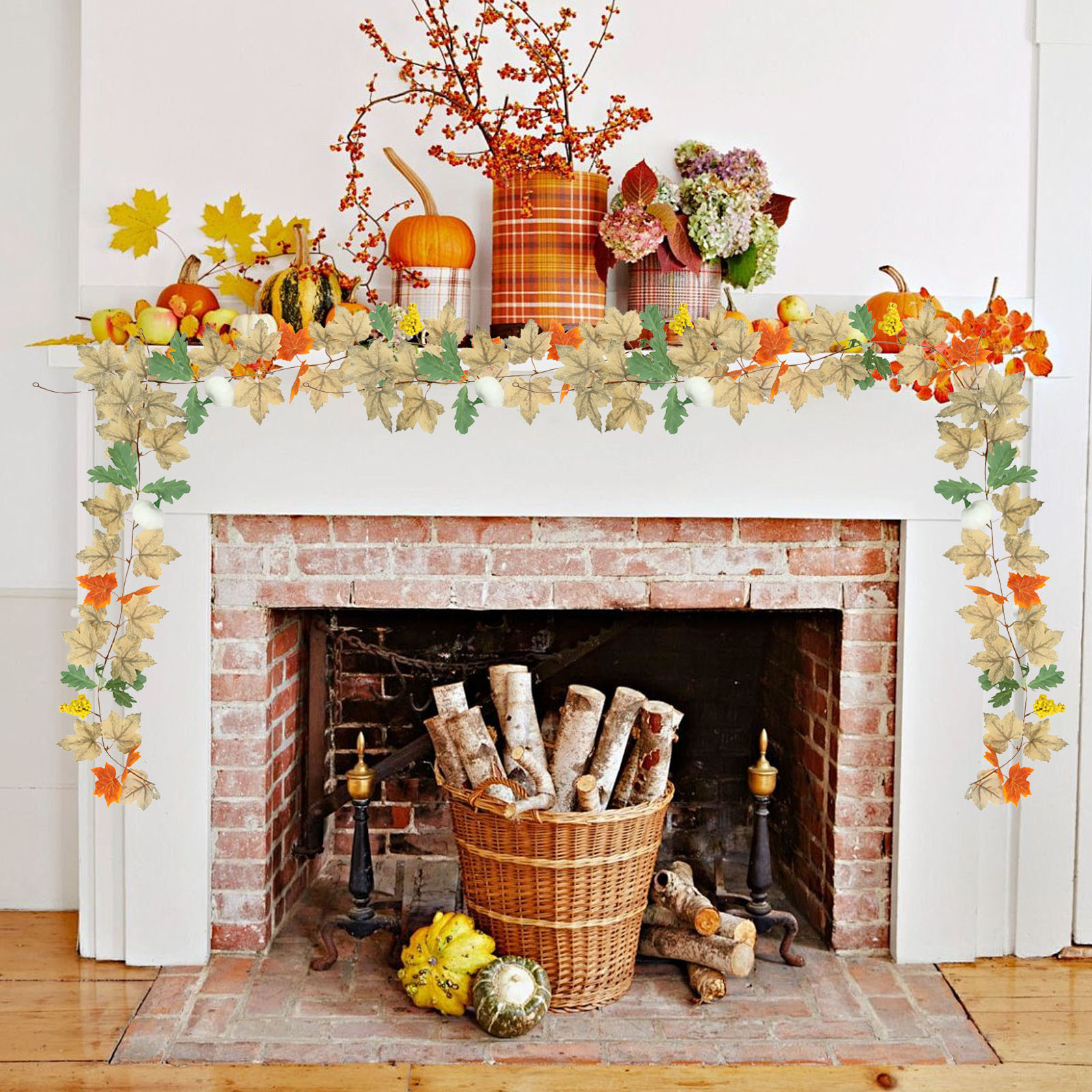 Guirlande Feuilles D'Érable Artificielle - 175 Cm - Soie - Déco Automne Halloween Thanksgiving - Boucles D'Accroche